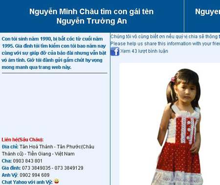 Câu chuyện về người cha lập website tìm con